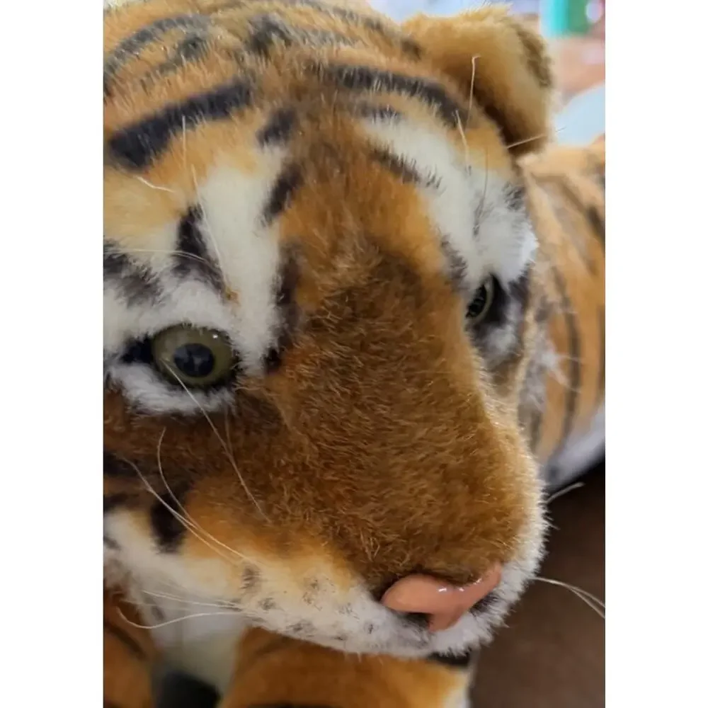Vtg KellyToy TIGER Large 30” (feet to tush) Plush Stuffed Animal Realistic RARE